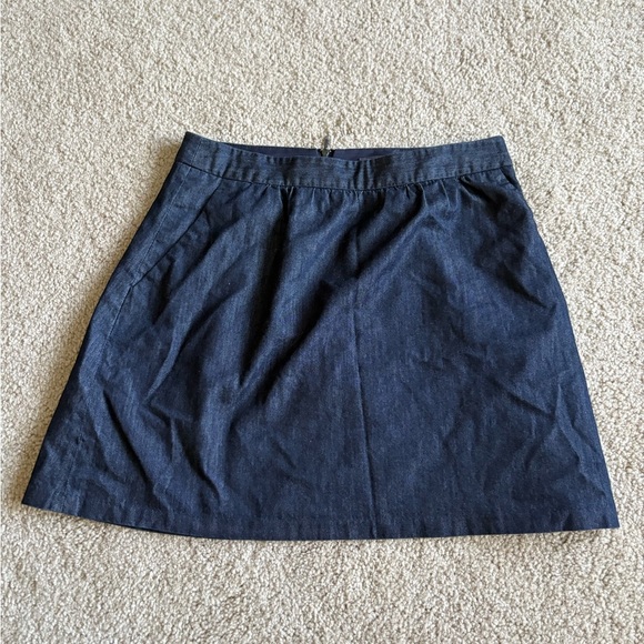 Outback Red Chambray Blue Mini Skirt A Line Size 6 - Picture 1 of 16
